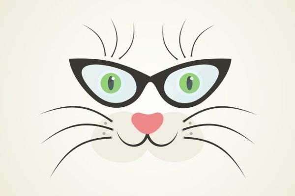 戴眼镜的猫手绘插画图形 Cat in glasses