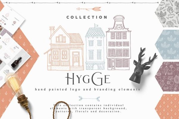 手工绘制 Logo &amp; 品牌元素素材包 Hygge Collection Pro