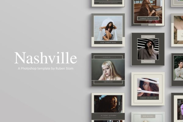 时尚模特摄影主题社交媒体贴图模板素材天下精选 Nashville Social Media Templates