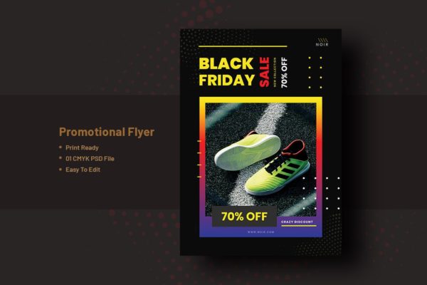 2019黑色星期五购物节年终大促活动海报传单设计模板v7 Black Friday Flyer Template V-7