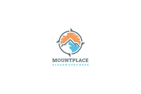 日落西山山脉图形Logo设计素材中国精选模板v1 Mountain Places Logo