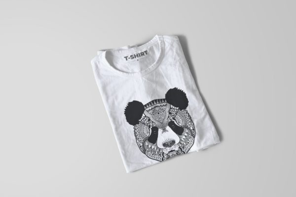 熊猫-曼陀罗花手绘T恤印花图案设计矢量插画素材中国精选素材 Panda Mandala T-shirt Design Vector Illustration