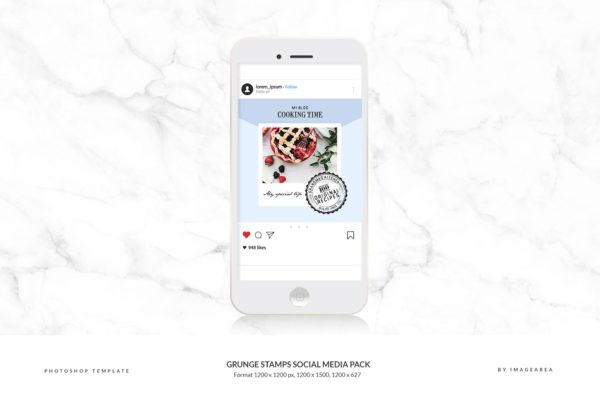 社交媒体、博客插图设计素材包 Grunge stamps Social Media Pack