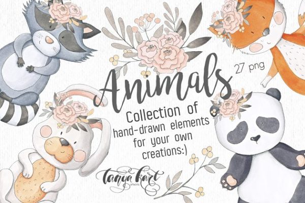 手绘动物素材合集 Hand Drawn Animals Collection