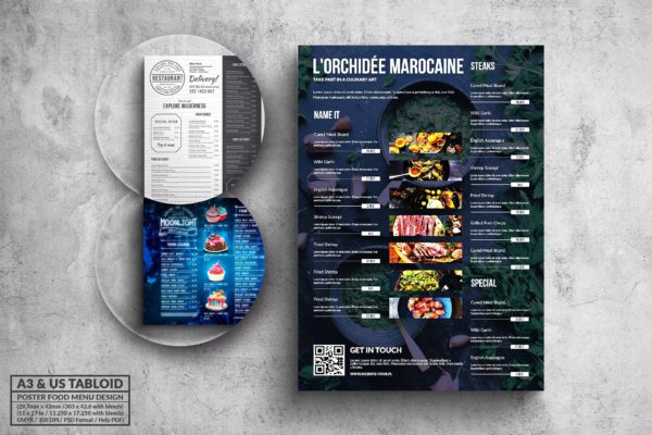 多合一餐馆餐厅菜单海报PSD素材16素材网精选模板v1 Poster Food Menu A3 &amp; US Tabloid Bundle
