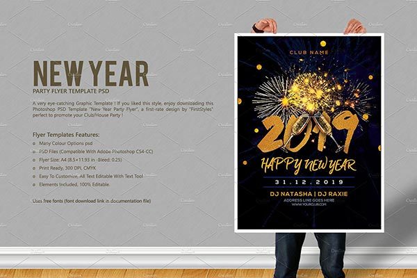 2019新年派对海报模板下载 New Year Party Flyer [psd]