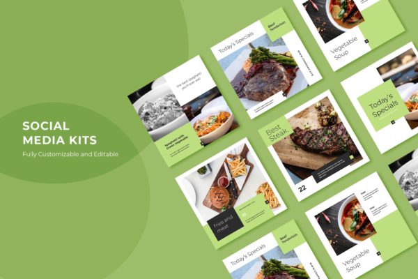 西餐厅社交平台推广设计素材包v30 ADL Social Media Kit.30