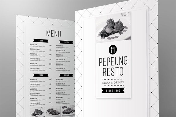 时尚高端简约的高级餐厅菜单菜谱传单海报桌牌设计模板