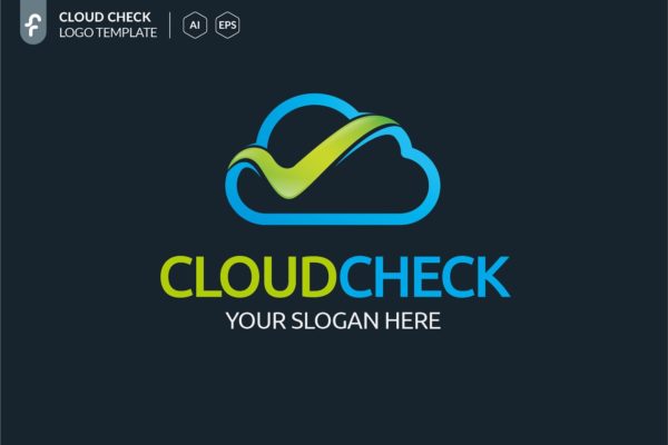 云计算云监控服务Logo模板 Cloud Check Logo