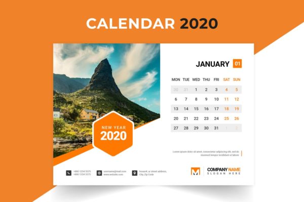 2020年企业定制设计日历表设计模板