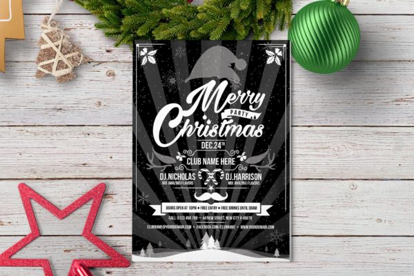夜店圣诞节主题派对活动海报传单设计模板 Christmas Party &#8211; Flyer Template