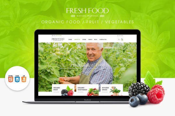 有机食品/蔬果网上商城HTML模板普贤居精选下载 Fresh Food – Organic Food/Fruit HTML Template