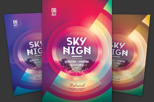 个性音乐主题活动海报传单素材中国精选PSD模板 Sky High Flyer