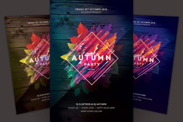 秋季主题活动海报传单设计模板 Autumn Party Flyer Template