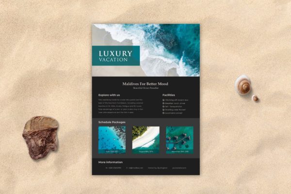 豪华度假旅游宣传海报传单16设计网精选PSD模板 LUXURY &#8211; Vacation Flyer