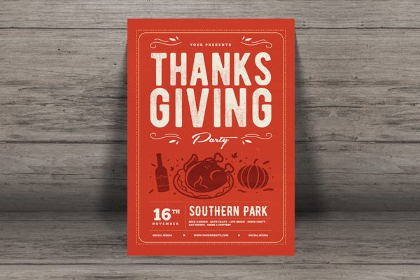 感恩节庆祝活动海报设计模板 Thanksgiving flyer