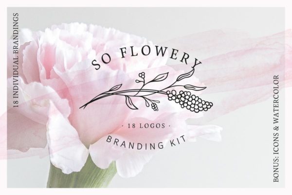 华丽的水彩花卉品牌Logo设计套装 So Flowery Branding Kit + Watercolours