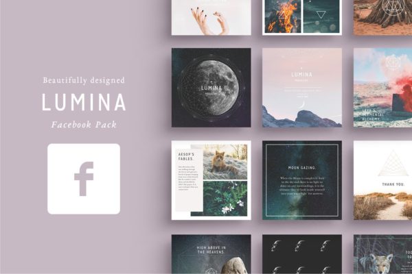 Facebook社交媒体贴图模板16图库精选 LUMINA Facebook Pack