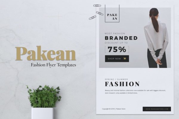 极简设计风格时尚品牌促销海报模板设计 PAKEAN Minimal Fashion Flyer