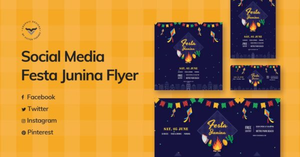节日派对活动社交媒体宣传设计模板素材天下精选 Festa Junina Social Media Template