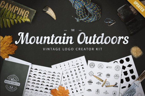 山脉户外复古Logo设计套装 Mountain Outdoor Vintage Logo Kit