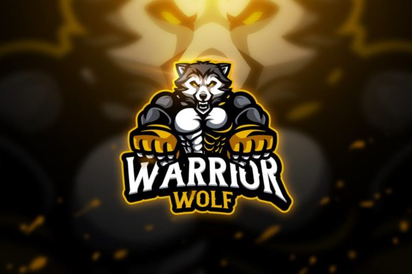 狼战士电子竞技队徽Logo模板 Wolf warrior &#8211; Mascot &amp; Esport Logo
