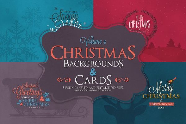 圣诞节主题背景和卡片模板V.4 Christmas Background &amp; Cards Vol.4