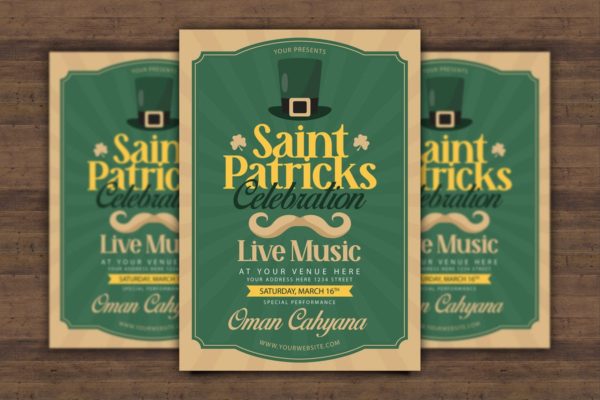 圣帕特里克庆典活动海报传单模板 Saint Patricks Celebration Flyer