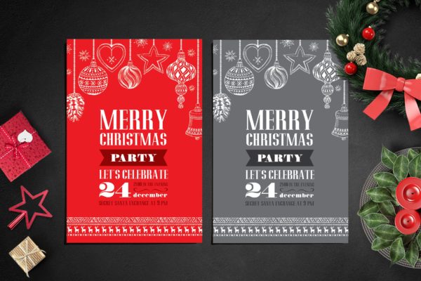 圣诞节派对邀请贺卡设计模板 Christmas Greeting Card