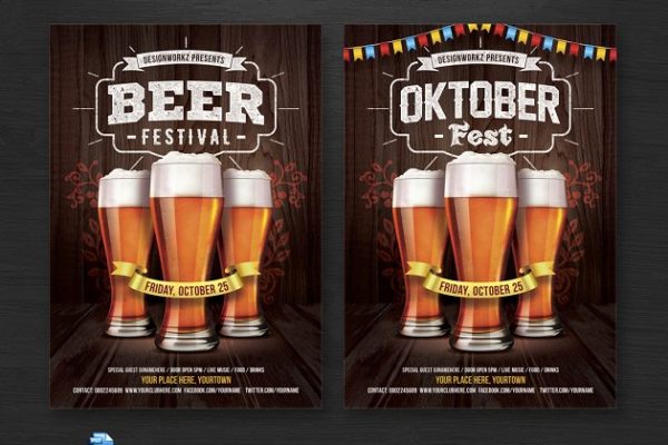卡拉OK/啤酒节活动海报传单模板 Oktoberfest/Beer Festival Flyer