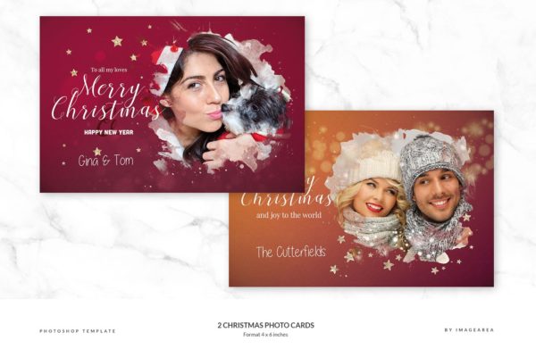 圣诞节主题照片贺卡模板 2 Christmas Photo Cards