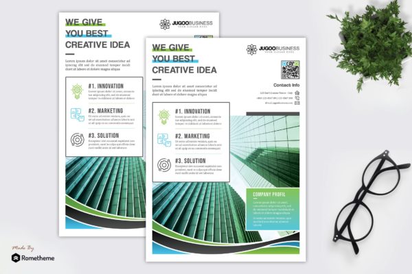创意企业业务宣传单排版设计模板 Jugoo &#8211; Creative Corporate Flyer HR