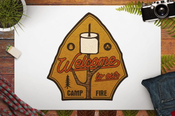 露营/徒步旅行/旅游品牌复古Logo设计模板 Camping Patch / Hiking Badge / Vintage Travel Logo