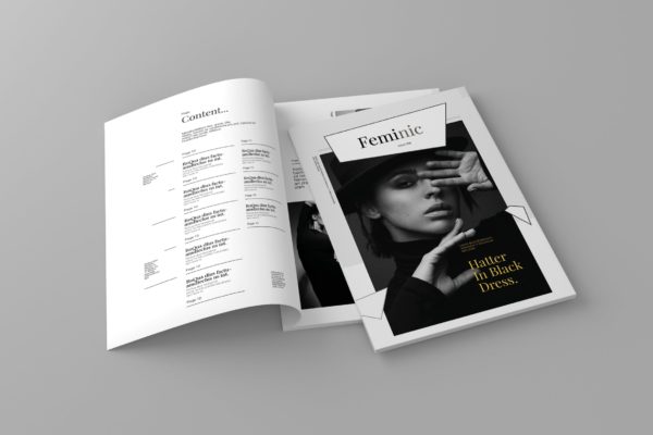 高端简约排版风格女性主题杂志设计模板 Feminic &#8211; Magazine Template