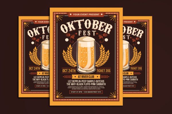 啤酒节策划方案活动海报设计模板 Oktoberfest Party