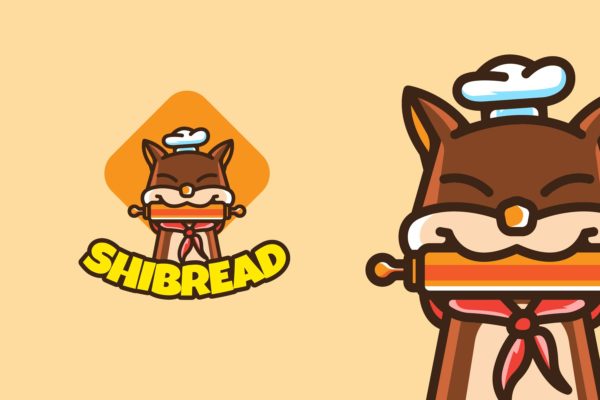 动物厨师卡通形象烘焙面包店Logo设计普贤居精选模板 SHIBA INU BAKERY &#8211; Mascot &amp; Esport Logo
