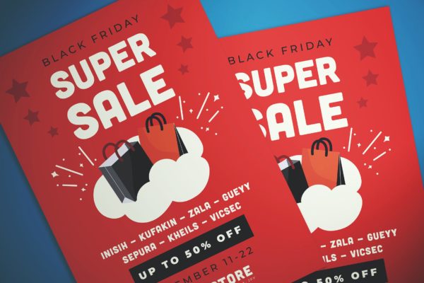 黑色星期五超级优惠活动海报传单设计模板 Black Friday Super Sale Flyer