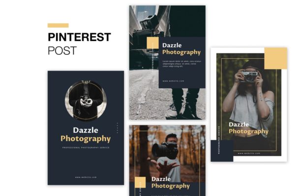 摄影公司推广Pinterest社交平台设计素材 Dazzle Photography Pinterest Post
