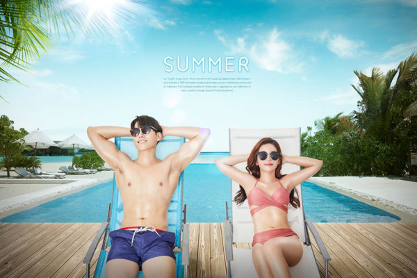 夏季旅行海边度假日光浴海报设计模