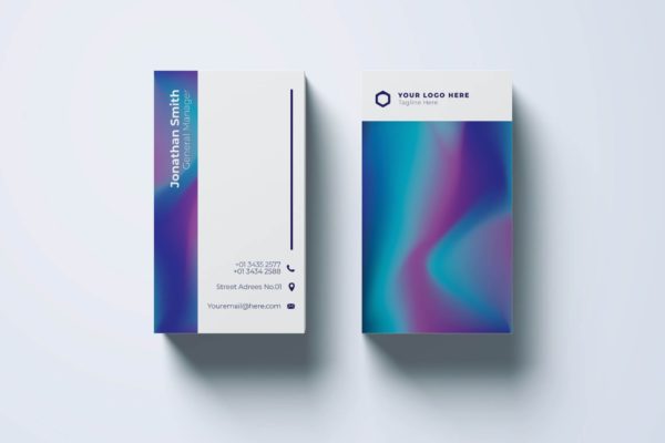 幻彩蓝设计风格企业16素材网精选名片模板v6 Business Card Template.v6