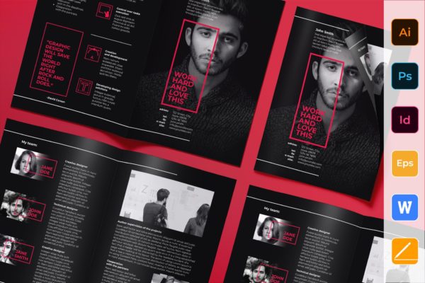 艺术策划团队/工作室宣传手册设计模板 Art Director Brochure Bifold