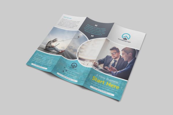 简易设计风格三折页企业通用宣传单设计模板v5 Corporate Trifold Brochure Vol 5