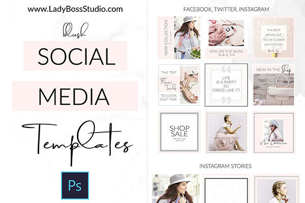 小清新风格的社交媒体模板16设计网精选下载 Social Media Templates + Pinterest [psd]