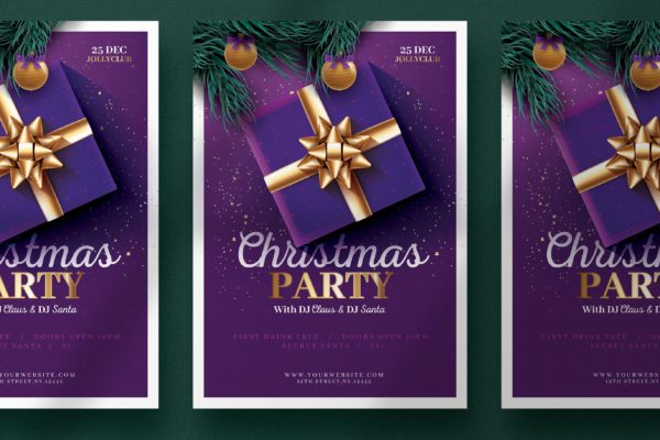 夜店俱乐部圣诞节主题活动海报传单设计模板 Beautiful Christmas Flyer Template