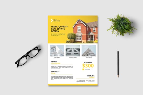 房产销售/中介主题海报传单普贤居精选PSD模板v2 Real Estate Flyer Vol. 2
