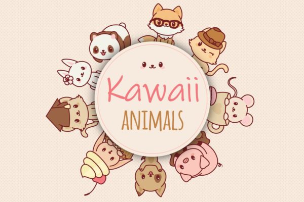 9个可爱卡通动物形象矢量插画素材 Kawaii Animals