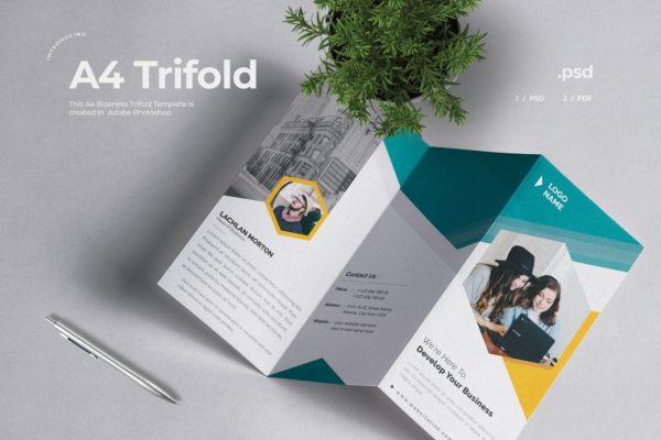 企业三折页版式设计宣传小册设计模板v2 Business Trifold Brochure