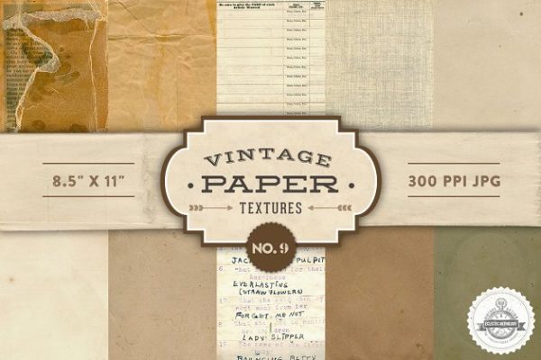 一套复古纸、信封及橱柜纹理 NO.9  Vintage Paper Textures &#8211; No. 9