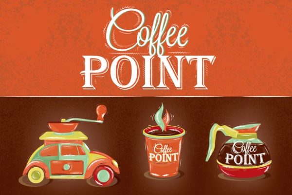 咖啡店复古海报模板 Retro poster coffee point