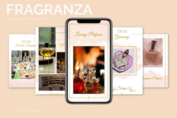 香水品牌故事推广Instagram设计素材包 Fragranza &#8211; Instagram Story Pack